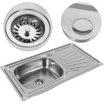 Evier cuisine en inox 1 bac + 1 égouttoir 90 * 50 * 15cm Evier cuisine en inox 1 bac + 1 égouttoir 90 * 50 * 15cm