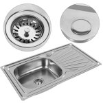 Évier de cuisine en inox 1 bac avec plaque de filtre à eau encastrable - popsmit Évier de cuisine en inox 1 bac avec plaque de filtre à eau encastrable - popsmit