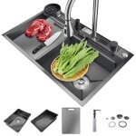�vier de cuisine en inox 75 * 45cm - avec robinet - affichage num�rique - �vier cuisine cascade - grande ...