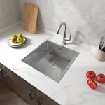 Aica Évier de cuisine inox argent carré 44x44x20cm 1 bac evier cuisine multifonction Aica Évier de cuisine inox argent carré 44x44x20cm 1 bac evier cuisine multifonction