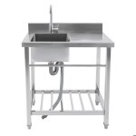 �vier cuisine inox �vier sur pied professionnel 1 bac avec plan de travail et robinet pivotant 360� 80x55x84 ...