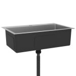 vier de cuisine - acier inoxydable - rectangulaire - 1 bac - sous plan - gris