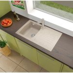 vier de cuisine en minralite respekta - modle boston - 1 bac - beige sable
