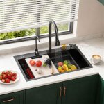 �vier de cuisine multifonction 68 * 45 * 20cm avec robinet amovible �tag�re de drainage planche � d�couper ...