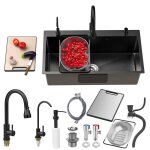 �vier de cuisine multifonction en acier inoxydableevier de cuisine noir grand �vier double 80 * 45cm