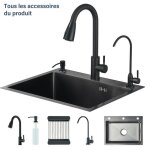 �vier de cuisine noir �vier en acier inoxydable � un bac �vier de travail � encastrer ou � poser