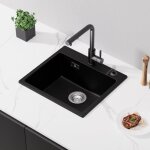 Evier de cuisine en quartz noir - cecipa - 50x45cm - 1 bac - a encastrer Evier de cuisine en quartz noir - cecipa - 50x45cm - 1 bac - a encastrer