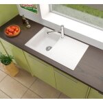 �vier de cuisine respekta mineralite 86 x 50 blanc - 1 bac - manuel - r�versible
