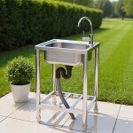 �vier de cuisine avec robinet inox argent 50 x 40 x 80 cm 1 bac evier cuisine multifonction facile � ...