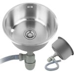 vier de cuisine - inox - rond - 1 bac - gouttoir - vidage manuel