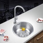 Évier cuisine ronde en inox - popsmit - 1 bac - diamètre 40cm - profondeur 18cm Évier cuisine ronde en inox - popsmit - 1 bac - diamètre 40cm - profondeur 18cm