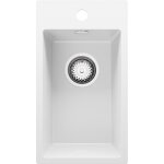 Primagran evier cuisine en granit blanc 28x50cm lavabo 1 bac + kit de vidage �vier � encastrer au meuble ...