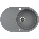 Evier avec �gouttoir en granit - gris - forme ronde - dimensions 780x505 - 1 bac - vidage automatique ...