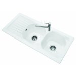 Evier 2 bacs  encastrer nestor plus - couleur : blanc brillant - dimensions : 1130 x 510 mm - en cramique ...