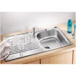 Evier  encastrer blanco tipo 45s inox - 1 cuve - 1 gouttoir rversible - vidage manuel 90mm