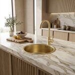 Evier essenox �vier 1 cuve ronde 42. 5cm en inox or bross� essebagno