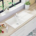 Evier granit blanc luisina maestoso 1 grand bac 1 gouttoir