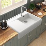 Évier timbre doffice granit blanc cassé kümbad kiwi - 1 grand bac 1 égouttoir Évier timbre doffice granit blanc cassé kümbad kiwi - 1 grand bac 1 égouttoir