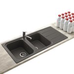 vier granit gris ewi oglio 2 bacs 1 gouttoir