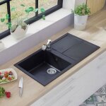 Evier granit noir luisina maestoso 1 grand bac 1 �gouttoir