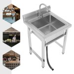 �vier inox 60x60x93 cm etagere inox cuisine professionnel 1 bac autoportant avec robinet 360� pour restaurant ...