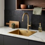 Evier inoxa �vier 1 cuve seule 54x44 en inox or bross� essebagno
