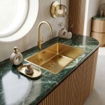 Evier inoxa �vier 1 grande cuve seule 76x44 en inox or bross� essebagno