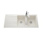 �vier r�sine blanc pluton 2 bacs 1 �gouttoir avec plaque