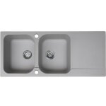 Evier lisse vier rversible 2 cuves 1 gouttoir en rsine gris essebagno