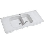 Evier  poser roanne rversible 2 cuves + 2 gouttoirs 140x60 blanc