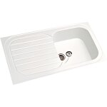 Evier vallauris 1 a encastrer - 1 cuve 1 egouttoir - allia - cramique - blanc - rectangulaire