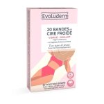 Evoluderm - 20 bandes d�pilatoires de cire froide - visage & maillot - ingr�dients dorigine naturelle ...