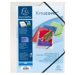 Exacompta chemise  lastiques 3 rabats krea cover a4 polypropylne opaque blanc
