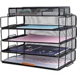 Exerz lot de 5organiseurs de bureau en maille m�tallique trieur de papier empilable � 4�tages / multifonctionn ...