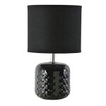 Exotic - lampe de table - luminaire � poser c�ramique noir abat - jour coton noir hauteur : 27 cm