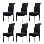 Housse de chaise - mtevotx - extensible - universel - noir - lot de 6 Housse de chaise - mtevotx - extensible - universel - noir - lot de 6