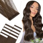 Extensions adh�sives cheveux naturels - la rurale - 10 pi�ces - 45 cm - ch�tain fonc� - invisible - cheveux ...