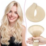 Extension adh�sive cheveux naturel - zgeer - 10 pcs - 30 cm - #60 blond platine - cheveux humain remy ...