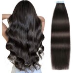 Extension adh�sive cheveux naturels - zgeer - 30 cm - 20 pi�ces - noir naturel - cheveux humains - lisse ...