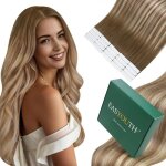 Extensions adh�sives cheveux naturels - zgeer - blond balayage - ombre brun fonc� � blond - 40 cm - 40 ...