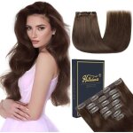 Extensions capillaires invisibles - zgeer - lot de 7 - cheveux humains remy - brun fonc� - 35 cm - 80 ...