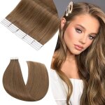 Extensions cheveux adh�sives naturelles - zgeer - 30 cm - 10 pi�ces - marron clair - cheveux humains ...