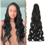 Extensions de cheveux boucl�s - estampille - 60 cm - lot de 3 - 1b# noir - synth�tique - tresses boucl�es ...