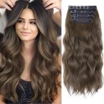 Extensions de cheveux clips boucl�s - sightmark - brun fonc� - 11 clips - synth�tique - 508 cm - ondul�s ...