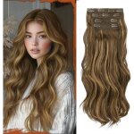 Extensions cheveux � clips boucl�s - zgeer - 50 cm - 4 pi�ces - blond miel / ch�tain clair - r�sistant ...