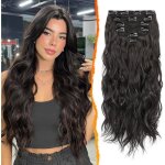 Extensions de cheveux � clip ondul�es - zgeer - 50 cm - noir brun - 6 pi�ces - r�sistant � la chaleur ...