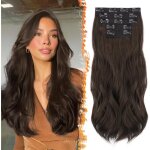 Extensions cheveux � clips ondul�es - zgeer - fonc� brun - 50 cm - 5 pi�ces - ondulations naturelles