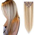 Extensions de cheveux clips - sightmark - 20 cm - 8 pi�ces - invisible - brun dor� et blond clair - cheveux ...