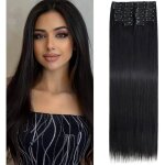 Extensions de cheveux � clips synth�tiques - zgeer - 12 pi�ces - 56 cm - noir naturel - raides