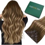 Extensions cheveux � clip - zgeer - balayage brun � blond fraise - 30 cm - 70 g - 7 pi�ces - double trame ...